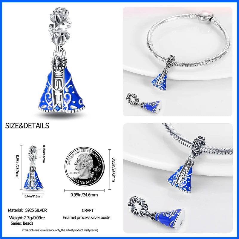 925 Sterling Silver Nossa Senhora Aparecida Pendant Beads for Pandora Original Bracelet DIY Women's Jewelry Making