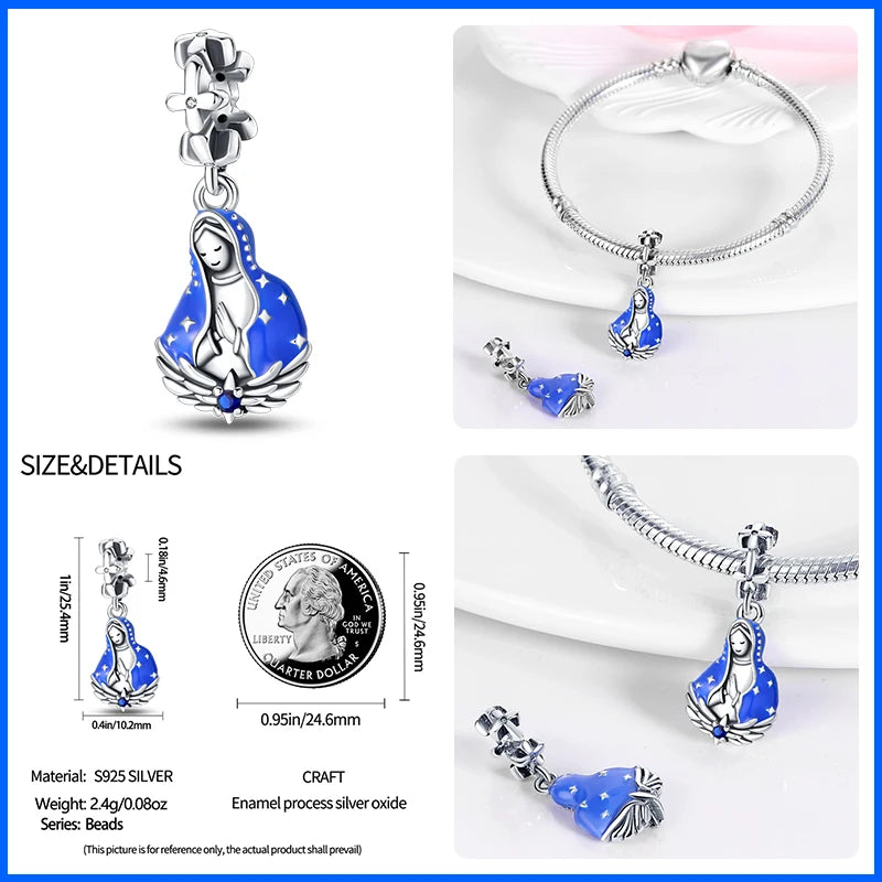 925 Sterling Silver Nossa Senhora Aparecida Pendant Beads for Pandora Original Bracelet DIY Women's Jewelry Making